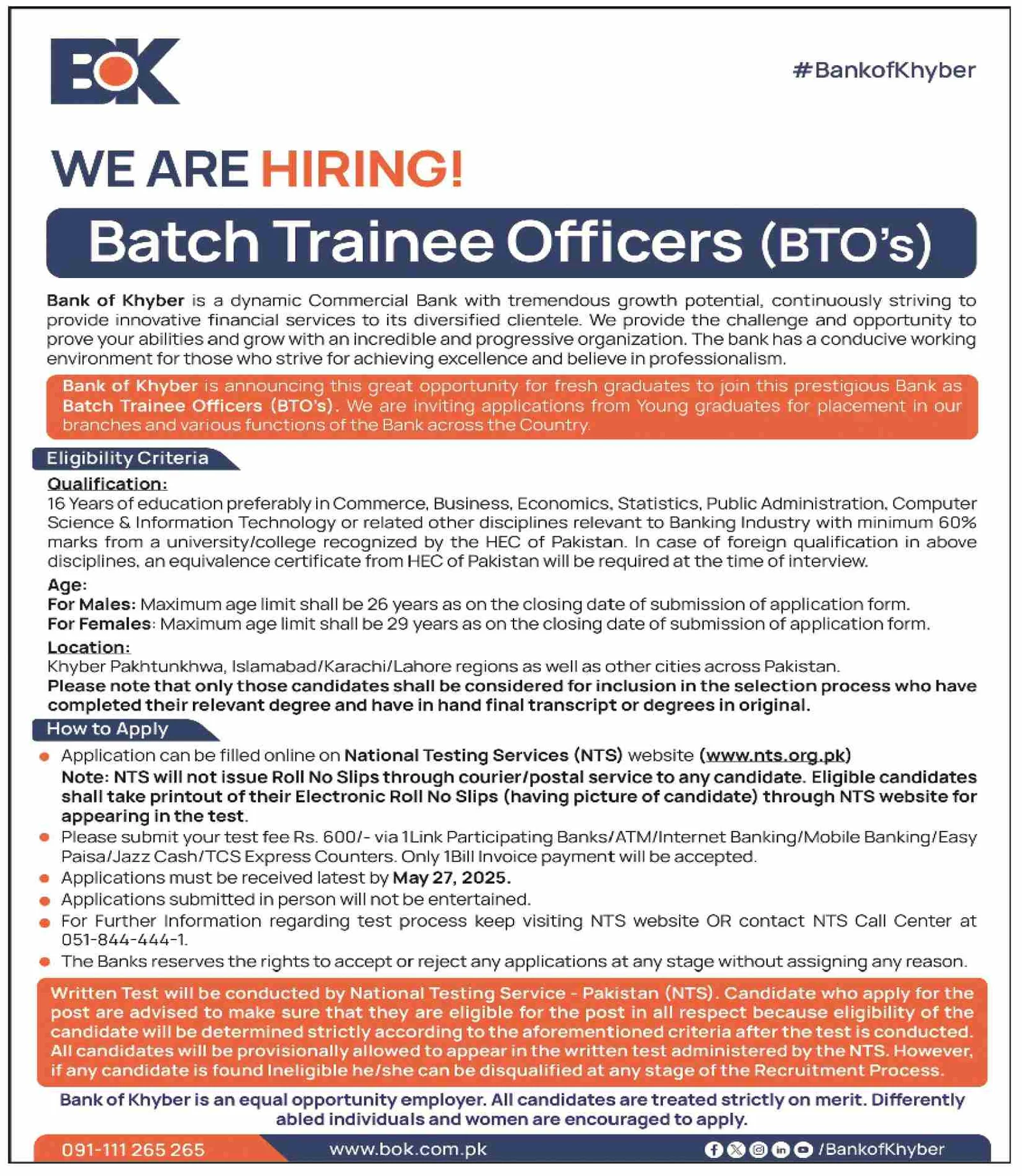 Bank of Khyber Jobs 2025