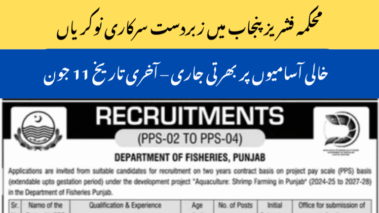 Department of Fisheries Punjab Jobs 2025 | PPS-02 to PPS-04 Vacancies