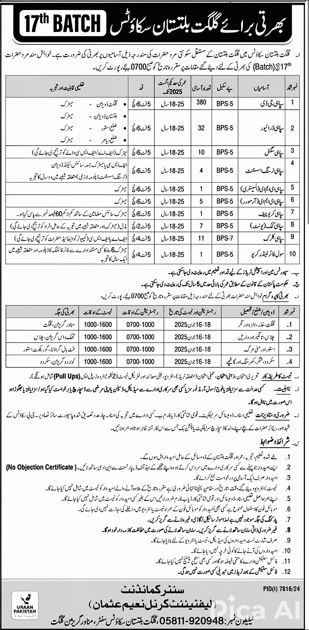 Gilgit Baltistan Scouts Jobs 2025