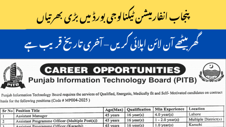 Punjab Information Technology Board PITB Jobs 2025 – Apply Online