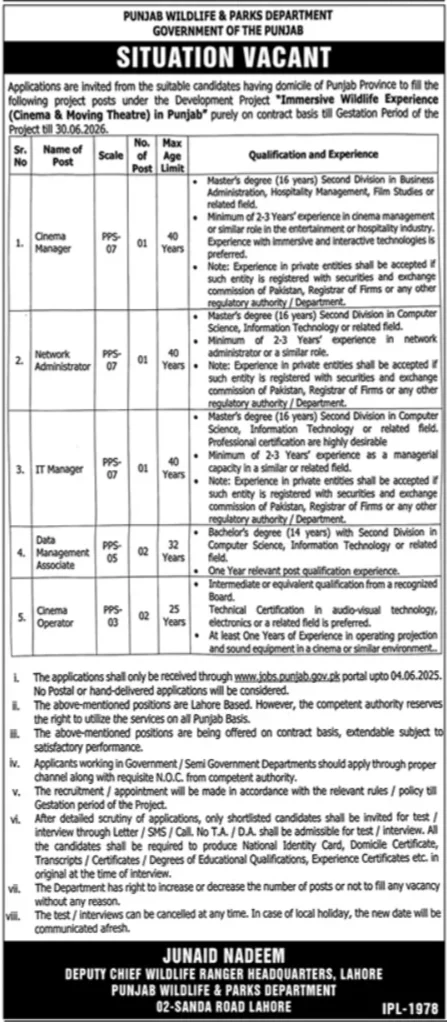 PWL Jobs in Lahore